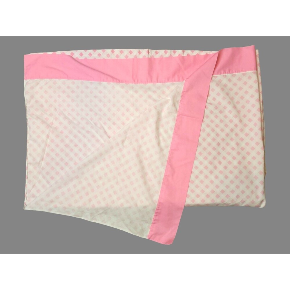 Vtg Dan River Dantrel Pink Checkered Flat Sheet Queen 72x104 Vintage USA Bedding